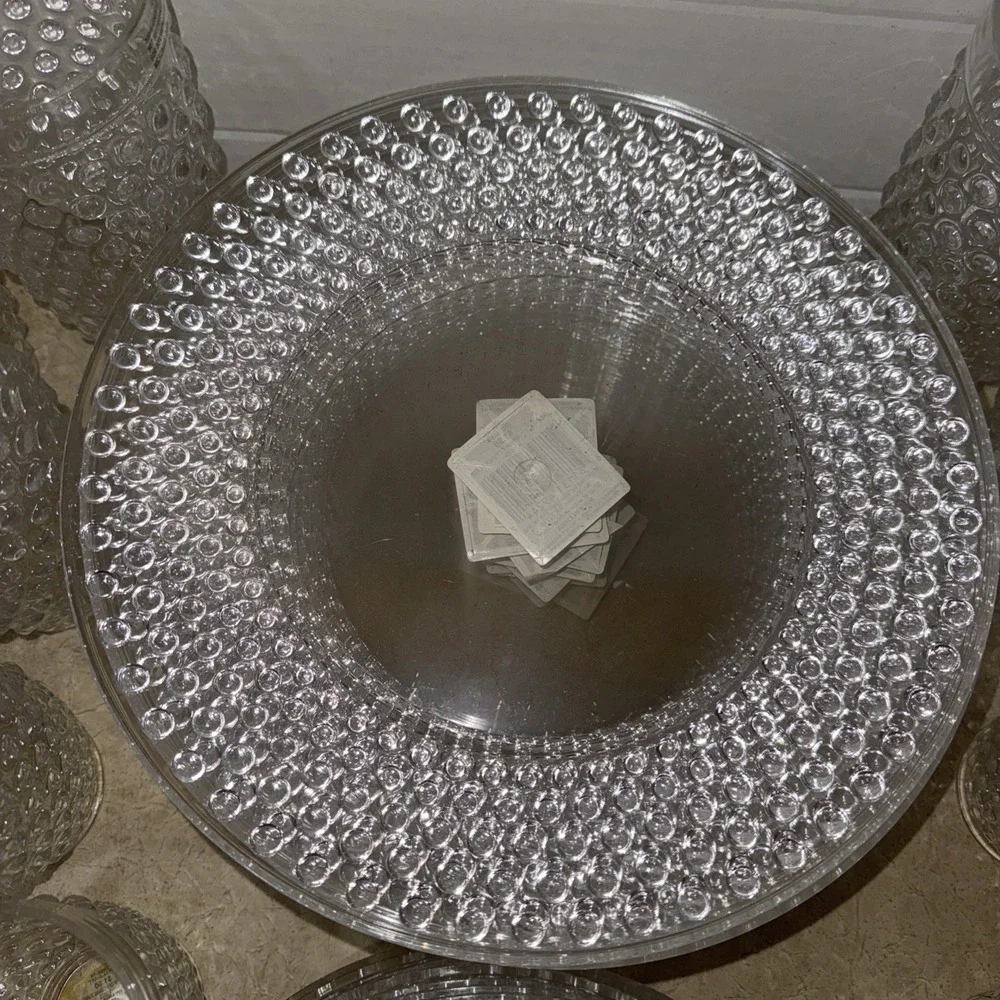 Vtg Acrylic Plastic Dinner Plates And Cups , Hobnail Design , Lot Of 42, Picnic